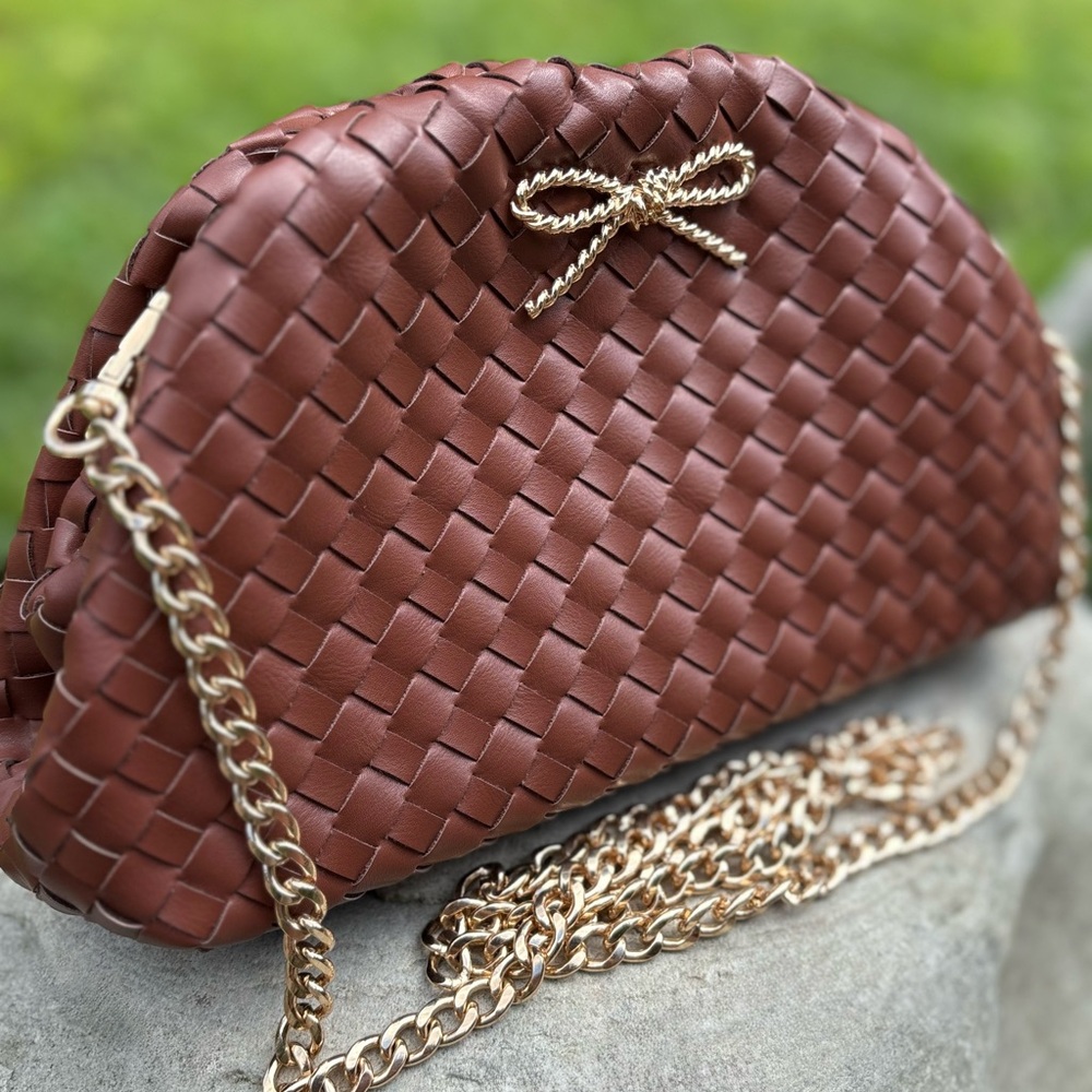 NWT Anthropologies Maeve The Frankie Mini Clutch Crossbody Woven Bow Edition - Picture 5 of 13